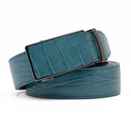 Crocodile Texture Patch Automatic Buckle Red Teeth Men's Belt
