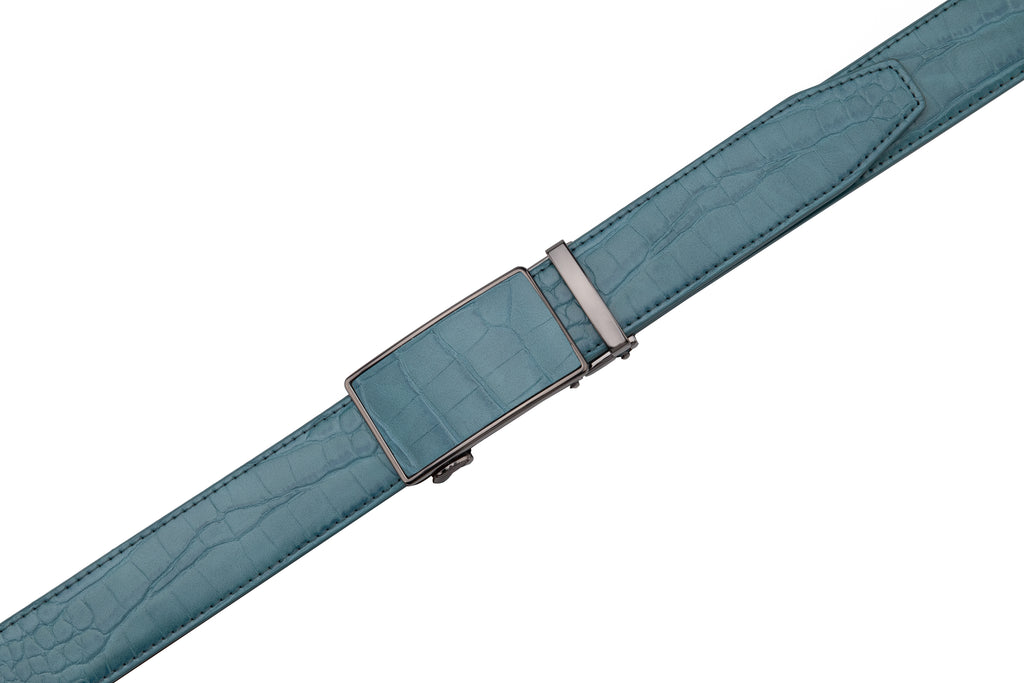 Crocodile Texture Patch Automatic Buckle Red Teeth Men's Belt