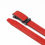 Crocodile Texture Patch Automatic Buckle Red Teeth Men's Belt