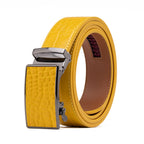 Crocodile Texture Patch Automatic Buckle Red Teeth Men's Belt