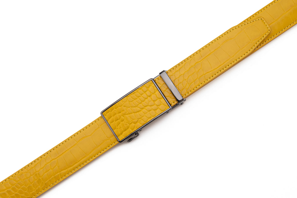 Crocodile Texture Patch Automatic Buckle Red Teeth Men's Belt