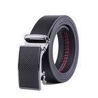 Carbon Fiber Texture Red Teeth Automatic Buckle Business Belt for Men