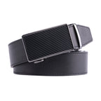 Carbon Fiber Texture Red Teeth Automatic Buckle Business Belt for Men
