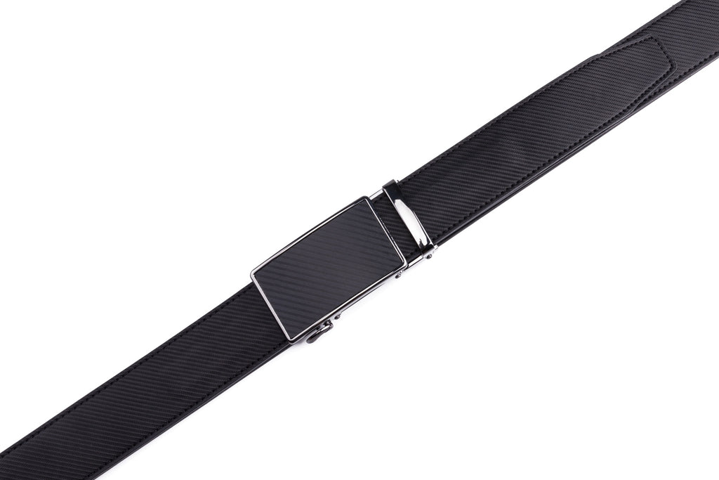 Carbon Fiber Texture Red Teeth Automatic Buckle Business Belt for Men