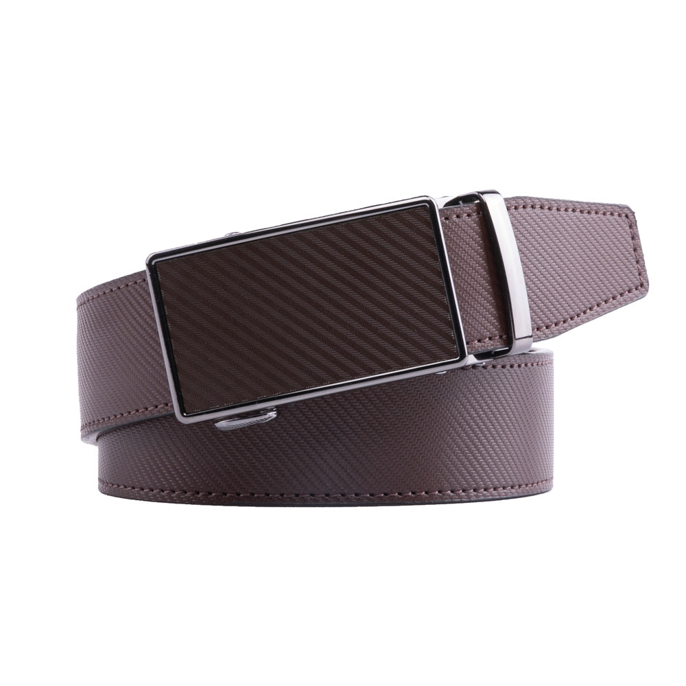 Carbon Fiber Texture Red Teeth Automatic Buckle Business Belt for Men