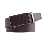Carbon Fiber Texture Red Teeth Automatic Buckle Business Belt for Men