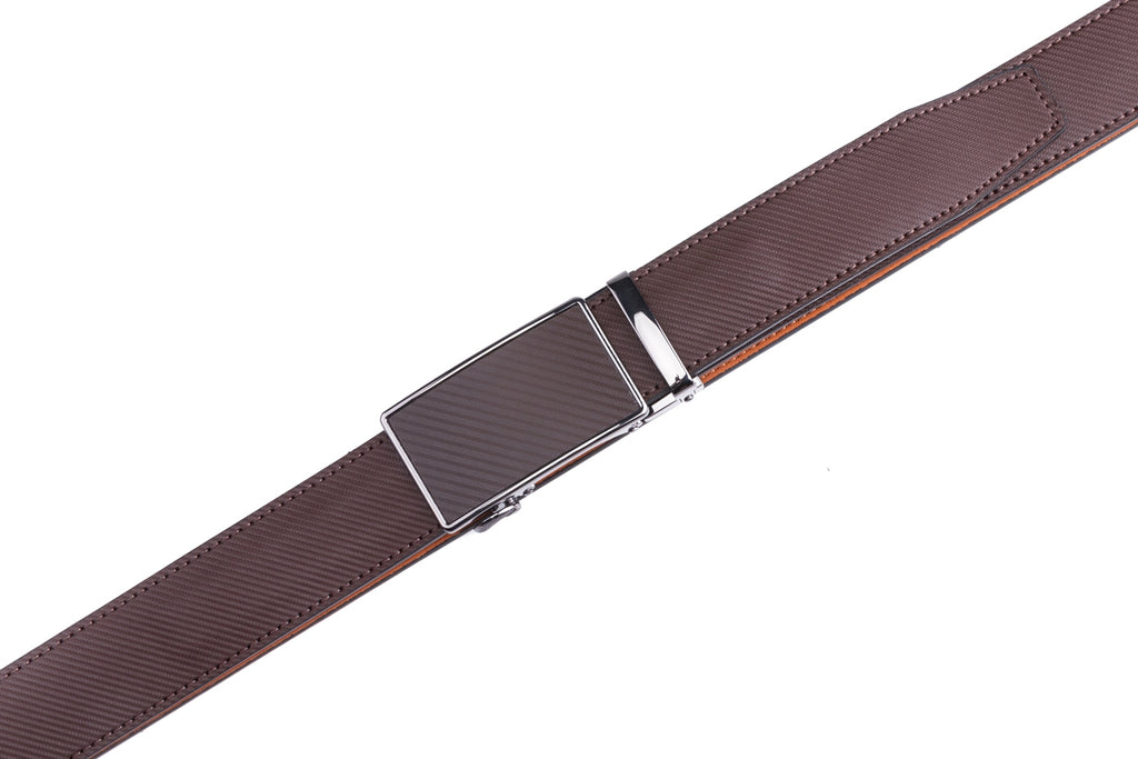 Carbon Fiber Texture Red Teeth Automatic Buckle Business Belt for Men