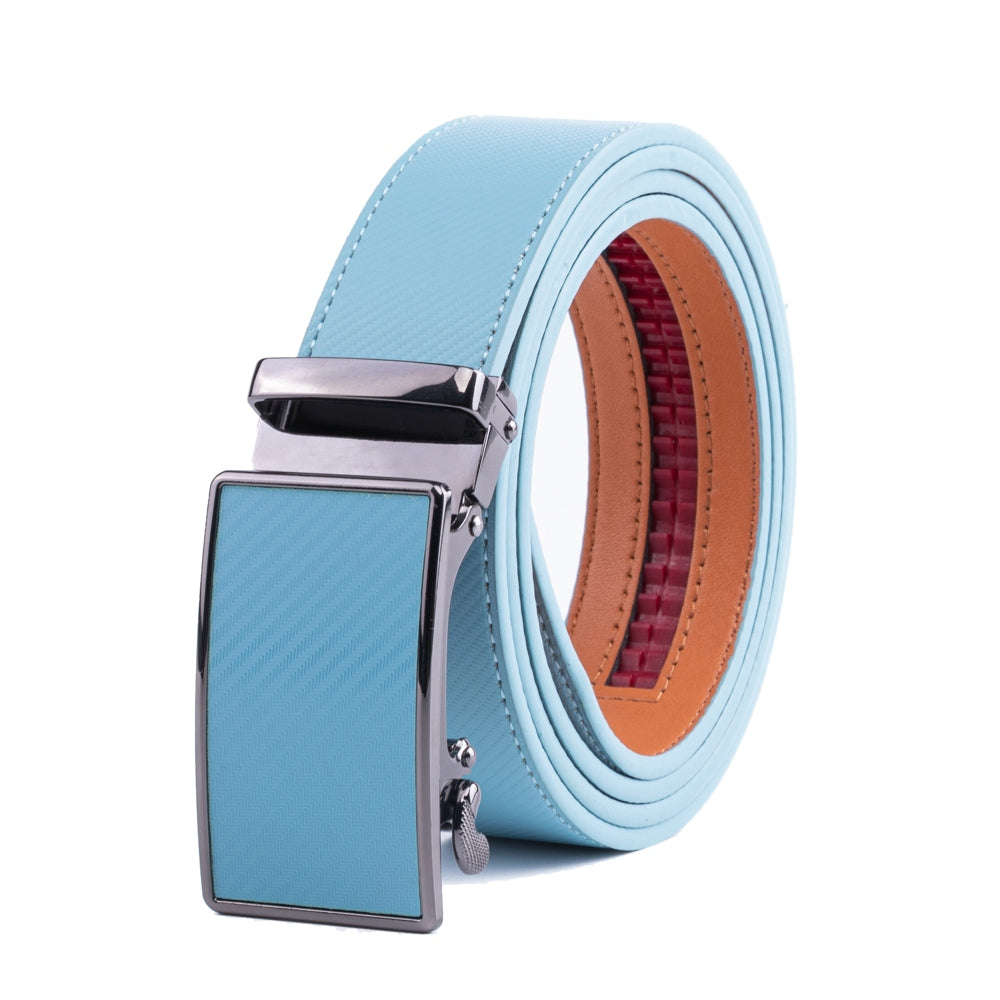 Carbon Fiber Texture Red Teeth Automatic Buckle Business Belt for Men