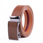 Carbon Fiber Texture Red Teeth Automatic Buckle Business Belt for Men