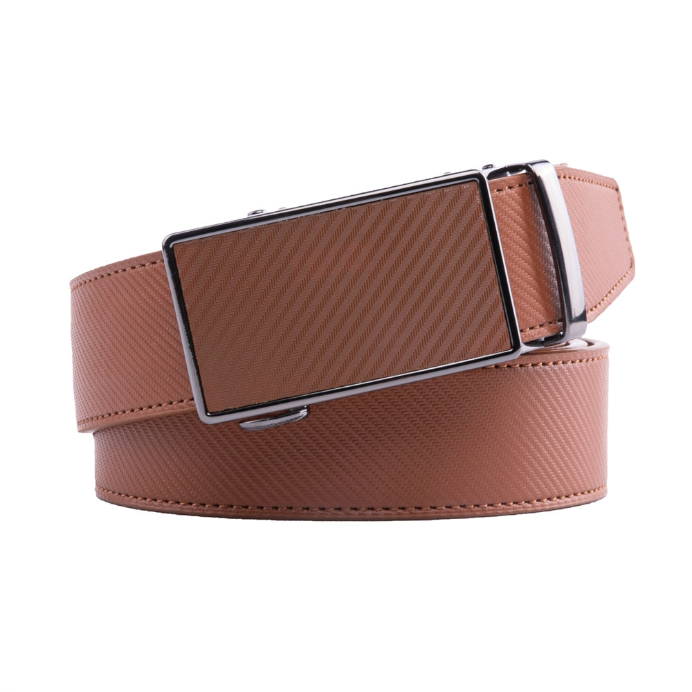 Carbon Fiber Texture Red Teeth Automatic Buckle Business Belt for Men