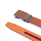 Carbon Fiber Texture Red Teeth Automatic Buckle Business Belt for Men