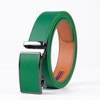 Carbon Fiber Texture Red Teeth Automatic Buckle Business Belt for Men