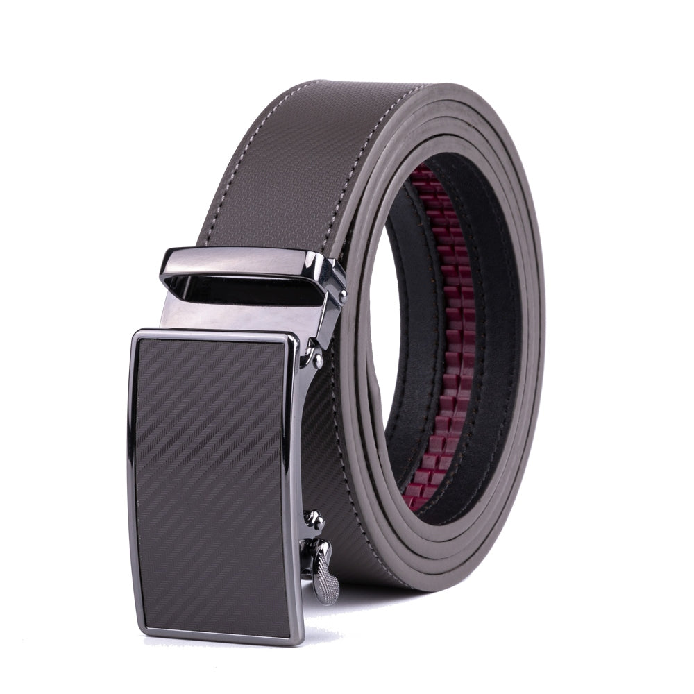 Carbon Fiber Texture Red Teeth Automatic Buckle Business Belt for Men