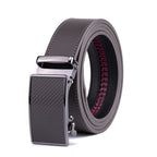 Carbon Fiber Texture Red Teeth Automatic Buckle Business Belt for Men