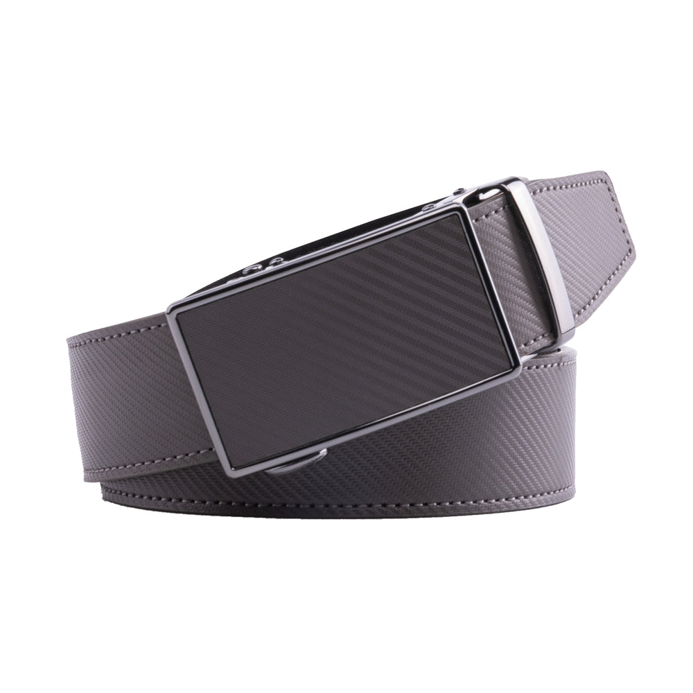 Carbon Fiber Texture Red Teeth Automatic Buckle Business Belt for Men