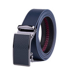 Carbon Fiber Texture Red Teeth Automatic Buckle Business Belt for Men