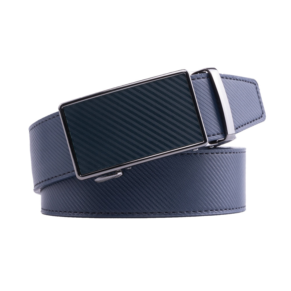 Carbon Fiber Texture Red Teeth Automatic Buckle Business Belt for Men