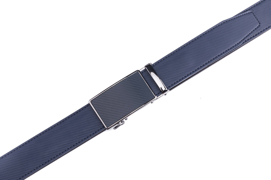 Carbon Fiber Texture Red Teeth Automatic Buckle Business Belt for Men