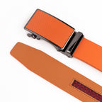 Carbon Fiber Texture Red Teeth Automatic Buckle Business Belt for Men