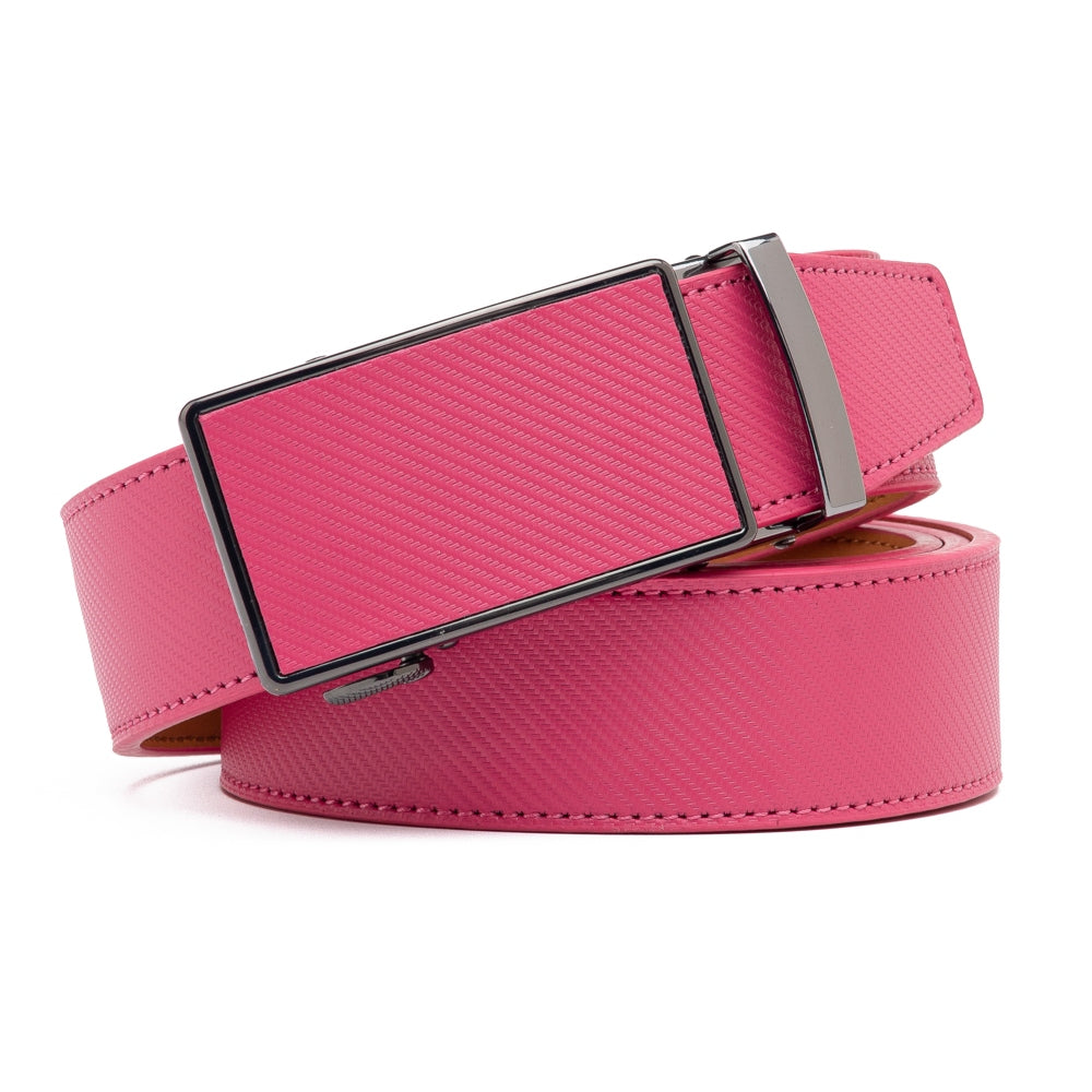 Carbon Fiber Texture Red Teeth Automatic Buckle Business Belt for Men