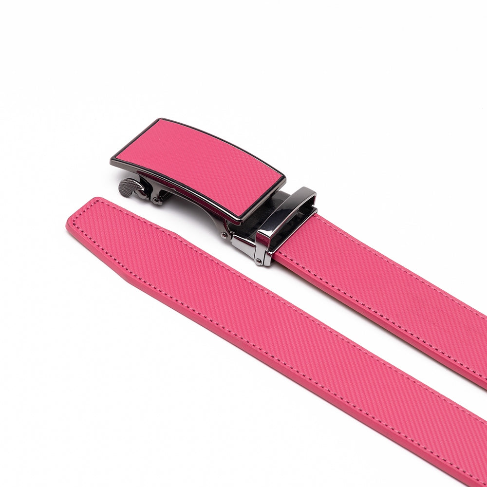 Carbon Fiber Texture Red Teeth Automatic Buckle Business Belt for Men