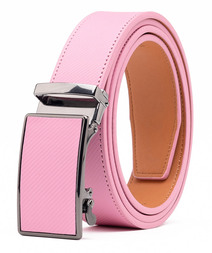 Carbon Fiber Texture Red Teeth Automatic Buckle Business Belt for Men
