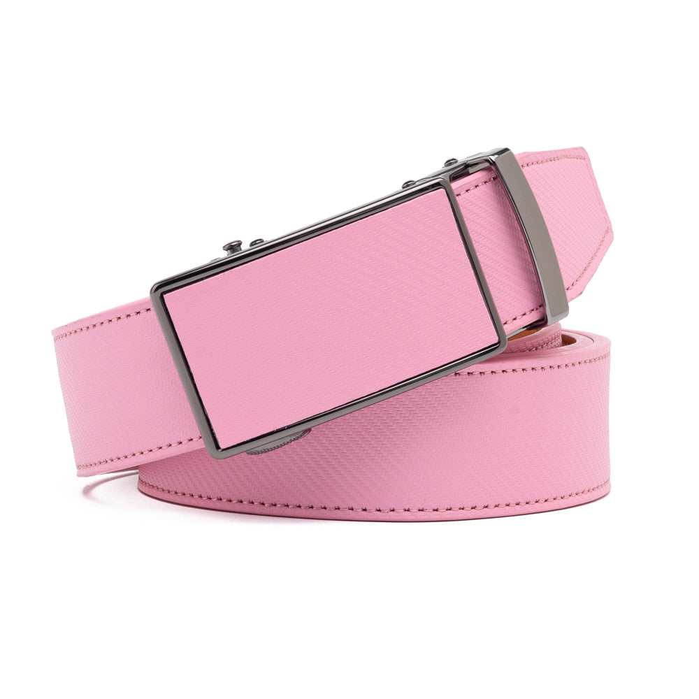 Carbon Fiber Texture Red Teeth Automatic Buckle Business Belt for Men