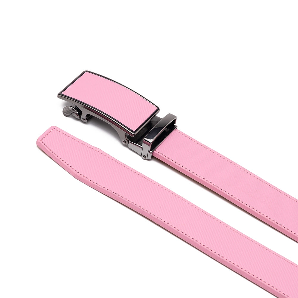 Carbon Fiber Texture Red Teeth Automatic Buckle Business Belt for Men