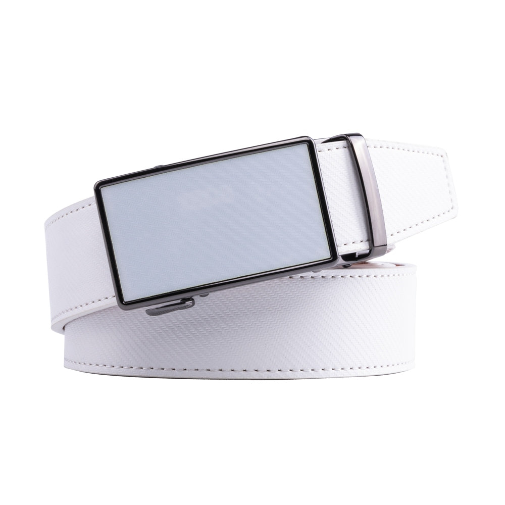 Carbon Fiber Texture Red Teeth Automatic Buckle Business Belt for Men