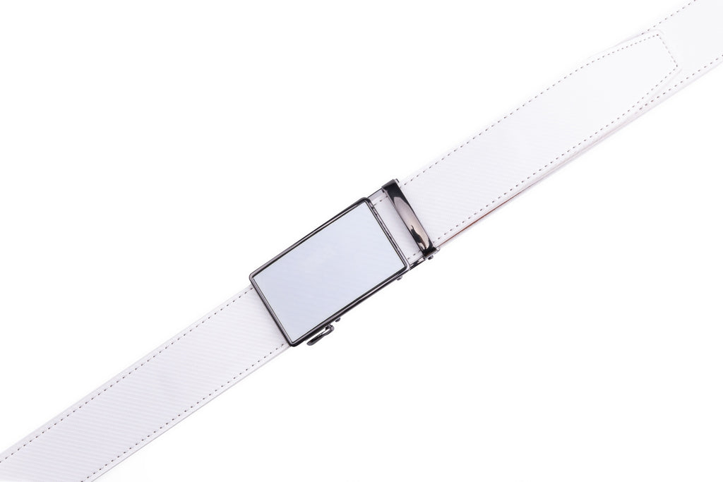 Carbon Fiber Texture Red Teeth Automatic Buckle Business Belt for Men