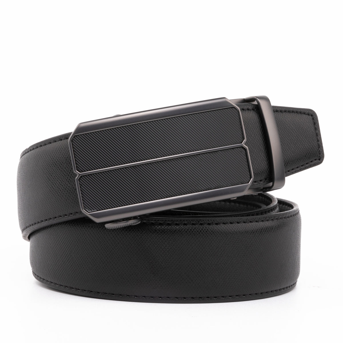 Men's Crosshatch Leather Ratchet Belt for Office Wear Main image