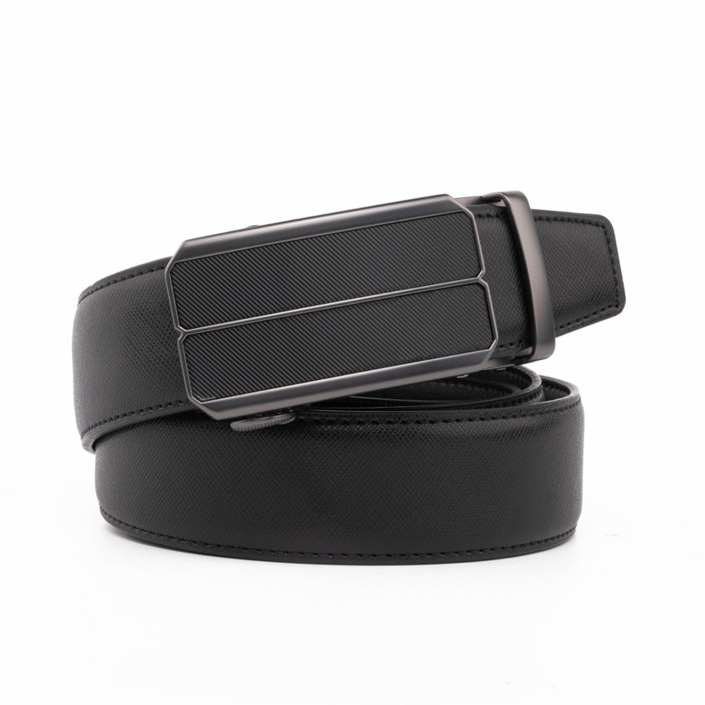 Minimalist Textured Red Teeth Ratchet Buckle Business Belt for Men