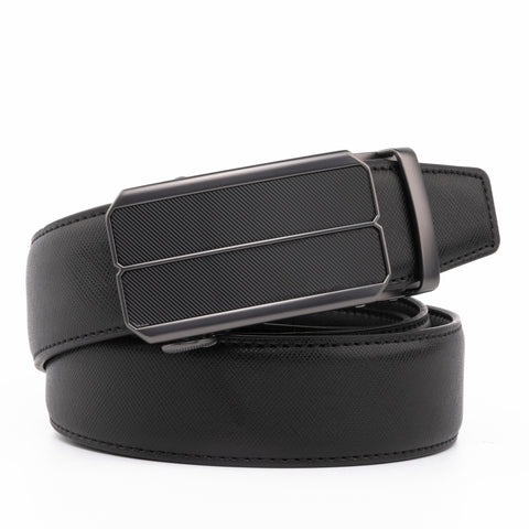 Minimalist Textured Red Teeth Ratchet Buckle Business Belt for Men