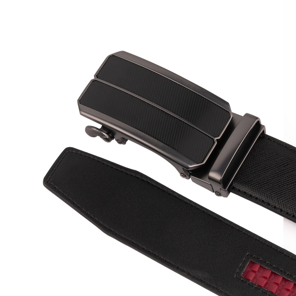 Minimalist Textured Red Teeth Automatic Buckle Business Belt for Men