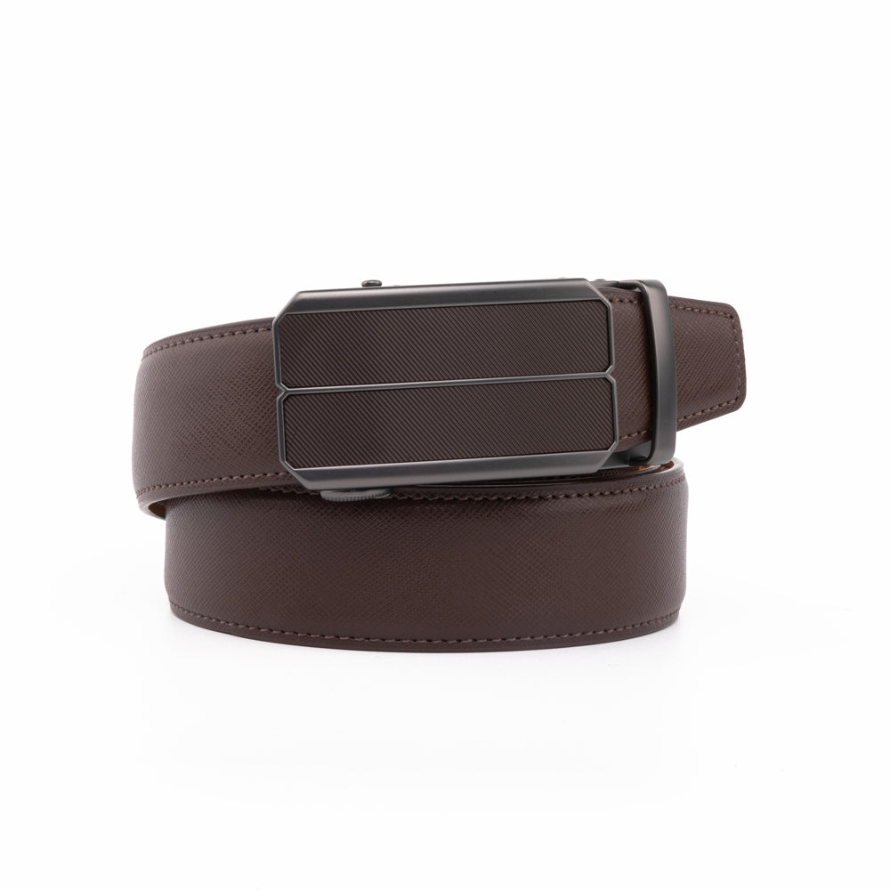 Minimalist Textured Red Teeth Automatic Buckle Business Belt for Men