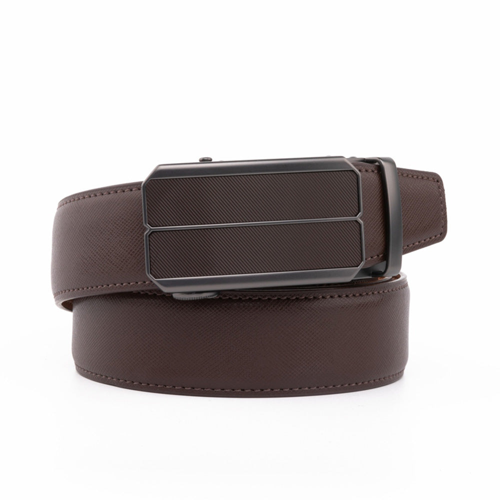 Minimalist Textured Red Teeth Ratchet Buckle Business Belt for Men