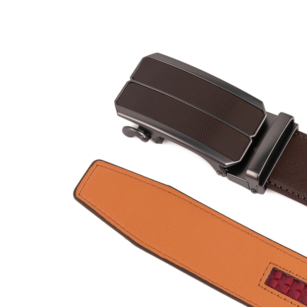 Minimalist Textured Red Teeth Automatic Buckle Business Belt for Men