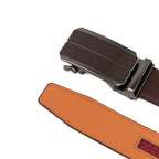 Minimalist Textured Red Teeth Automatic Buckle Business Belt for Men