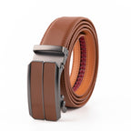 Minimalist Textured Red Teeth Automatic Buckle Business Belt for Men