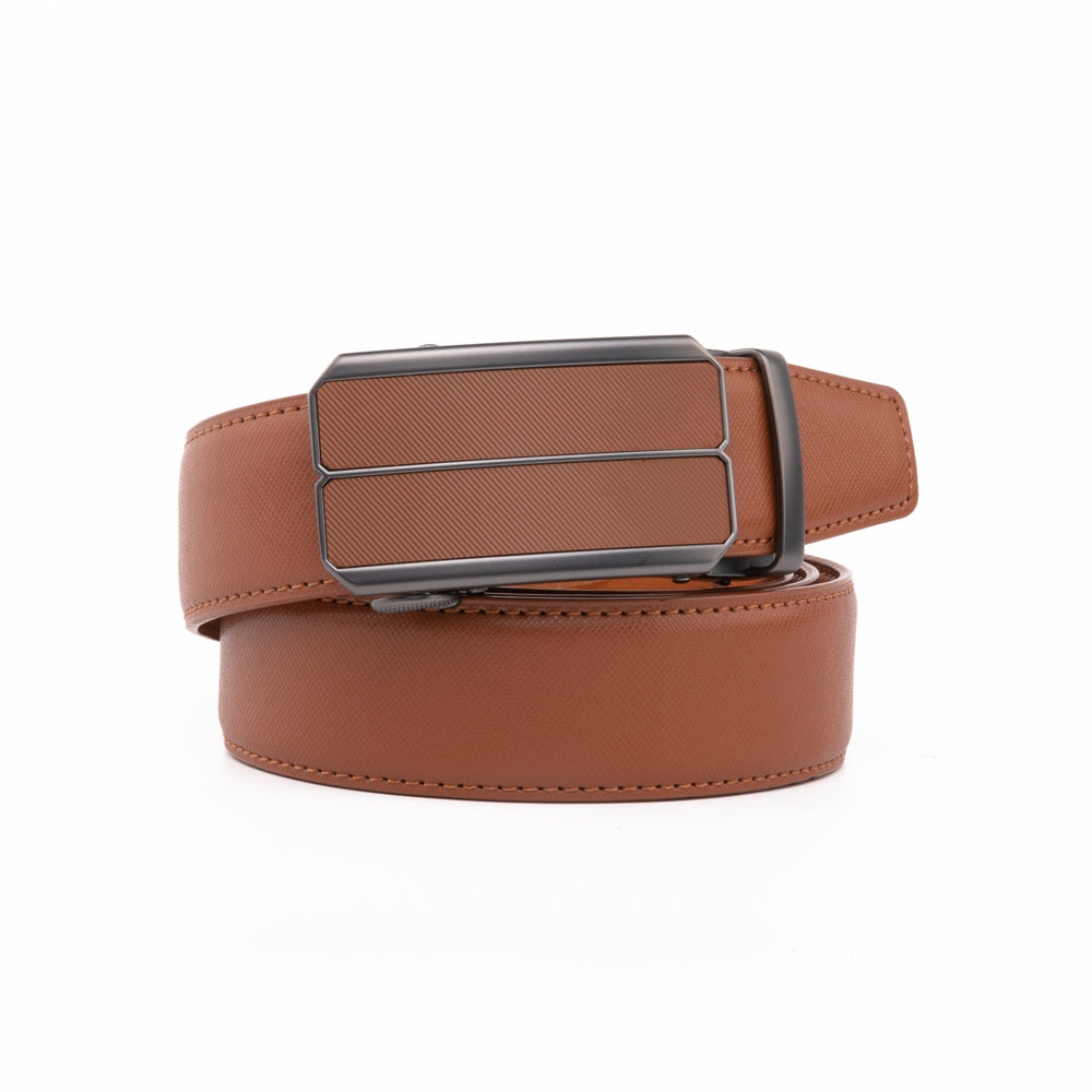 Minimalist Textured Red Teeth Automatic Buckle Business Belt for Men