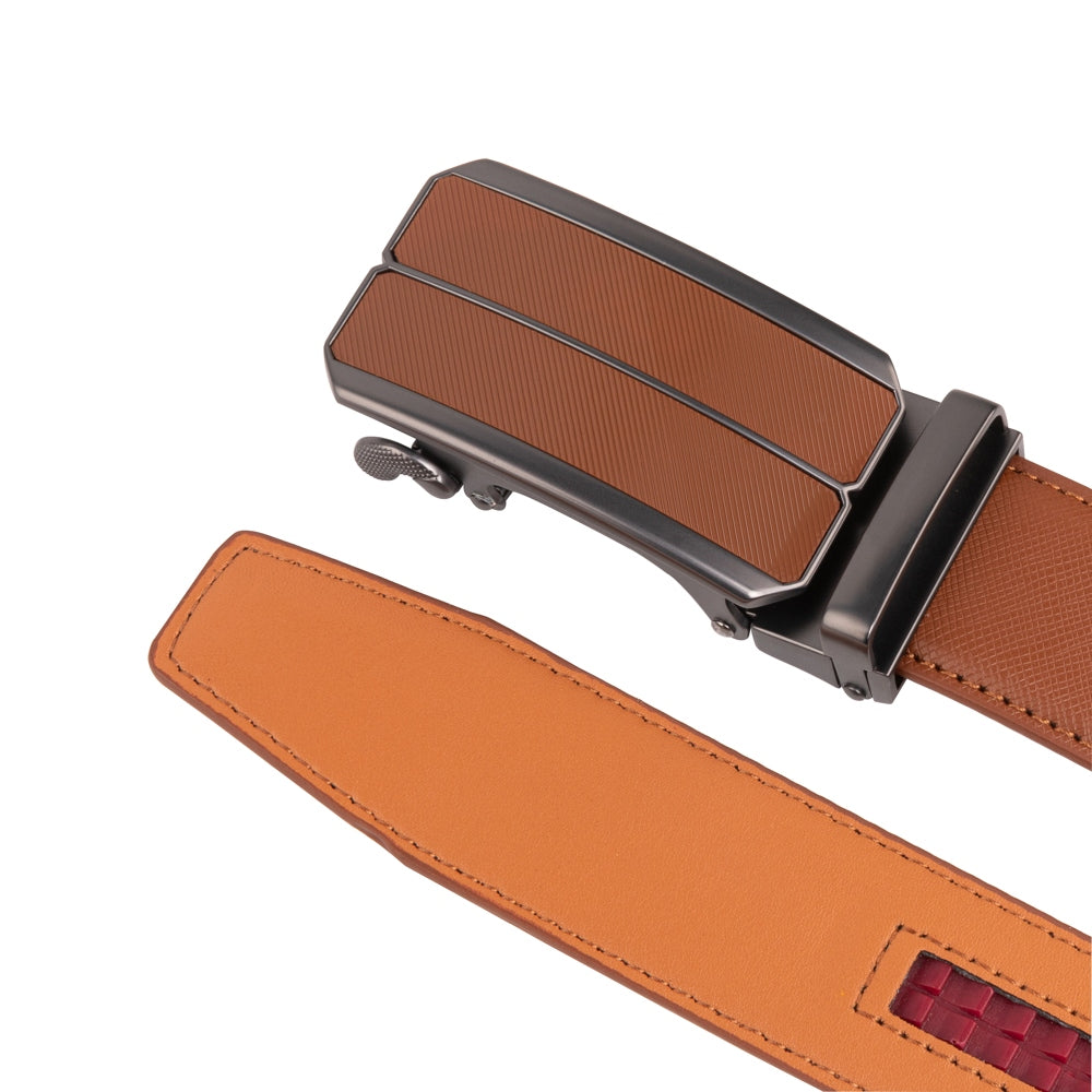 Minimalist Textured Red Teeth Automatic Buckle Business Belt for Men
