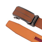Minimalist Textured Red Teeth Automatic Buckle Business Belt for Men