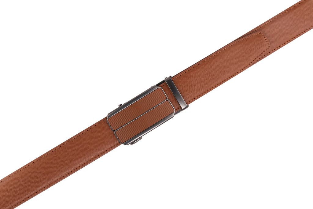 Minimalist Textured Red Teeth Automatic Buckle Business Belt for Men