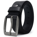 Men’s Full-Grain Leather Belt with Antique-Silver Square Buckle