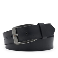 Men’s Full-Grain Leather Belt with Antique-Silver Square Buckle