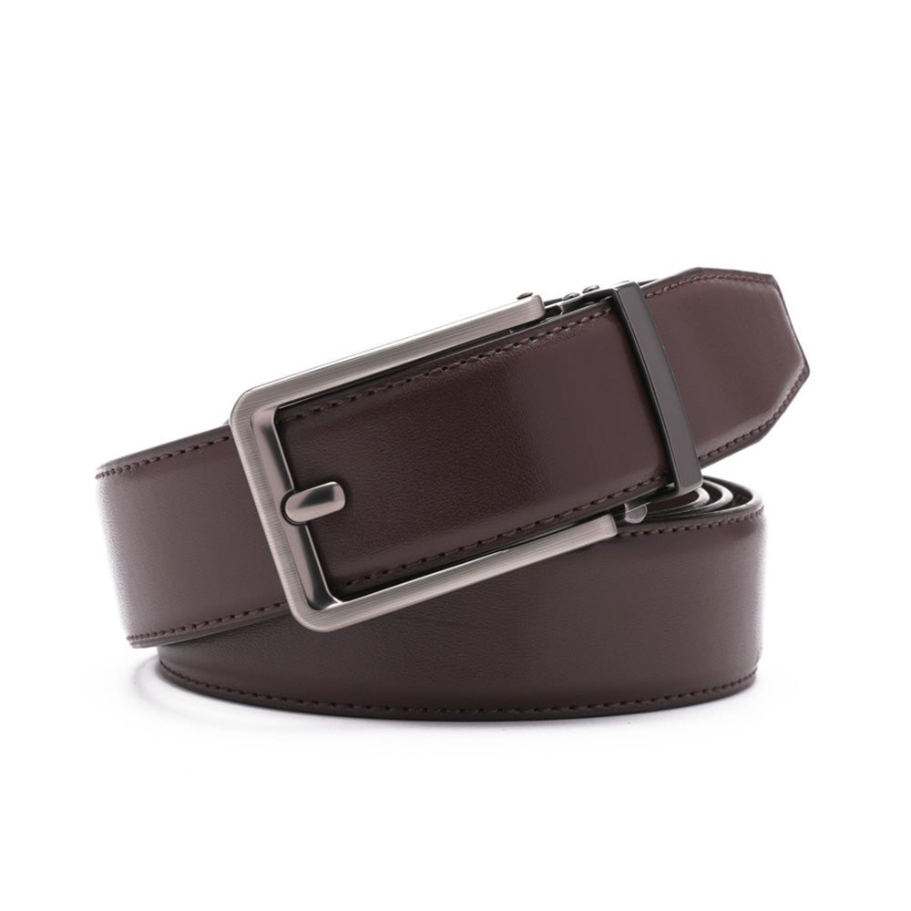 Men's Ratchet Leather Belt – Automatic Buckle Dress Casual Belt