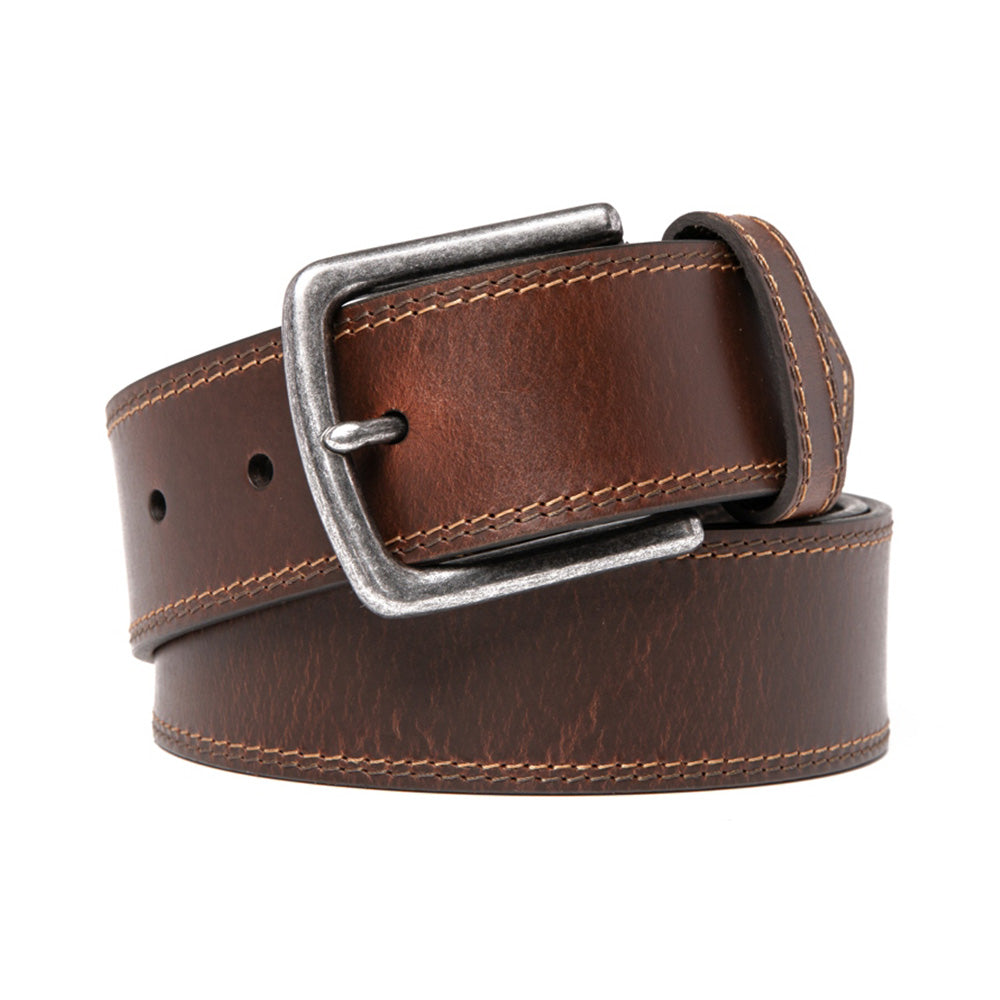 Men's Vintage Leather Belt – Full Grain Leather Pin Buckle Belt