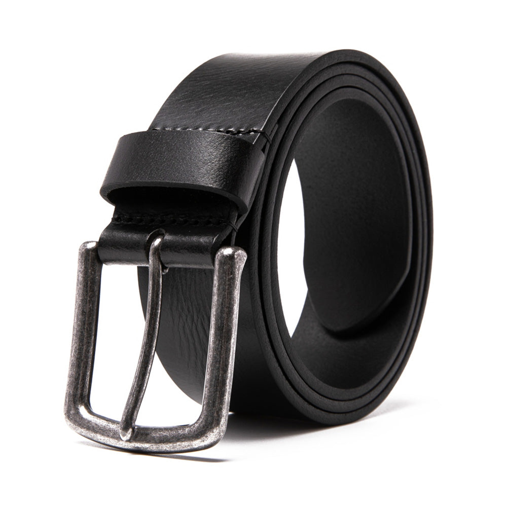 Men's Full Grain Leather Belt Strap – Vintage Single Prong Buckle Casual Business Belt for Jeans & Everyday Wea