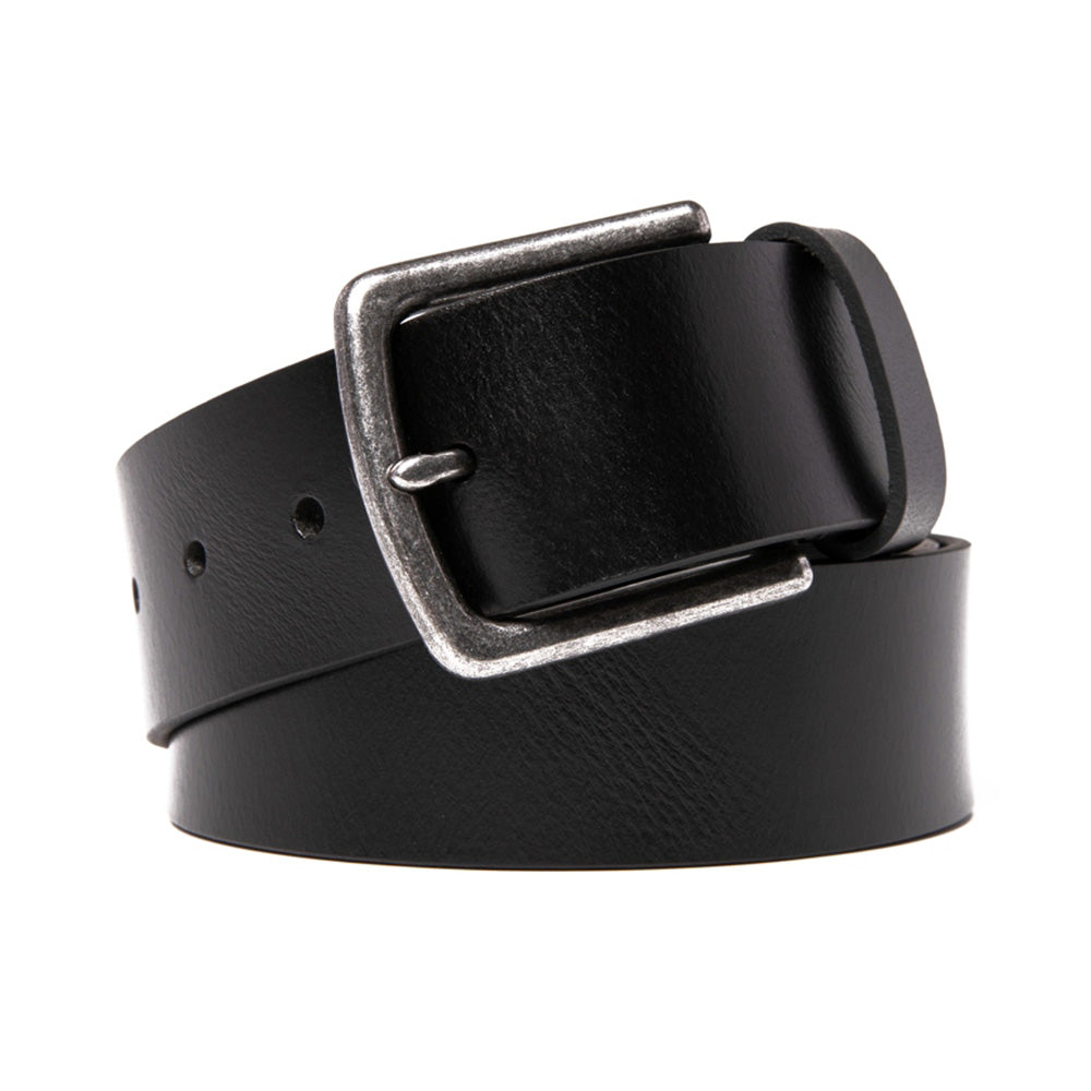 Men's Full Grain Leather Belt Strap – Vintage Single Prong Buckle Casual Business Belt for Jeans & Everyday Wea