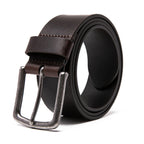 Men's Full Grain Leather Belt Strap – Vintage Single Prong Buckle Casual Business Belt for Jeans & Everyday Wea